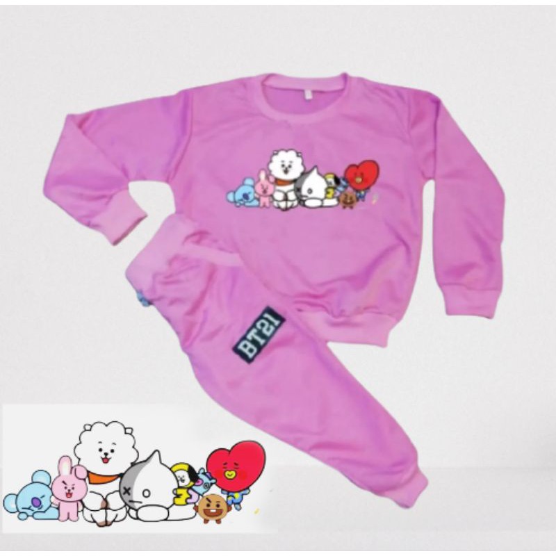 Joger Bộ Quần Áo Sweater Họa Tiết Bt21 Bts (1-6 Tuổi)