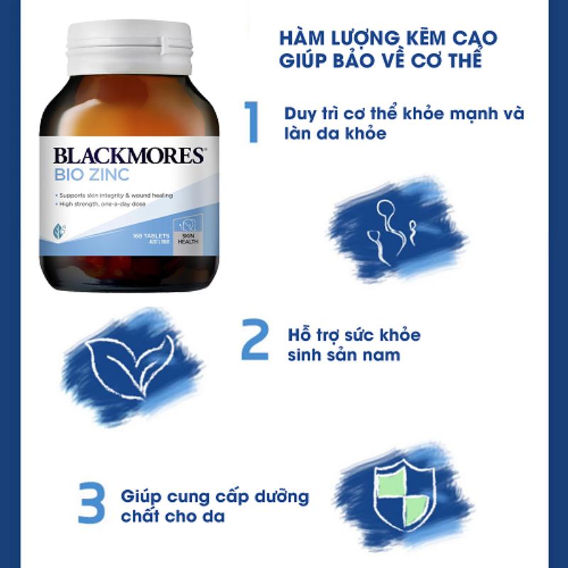 Viên Kẽm Tự Nhiên cho da mụn  Blackmores Bio Zinc  84 viên