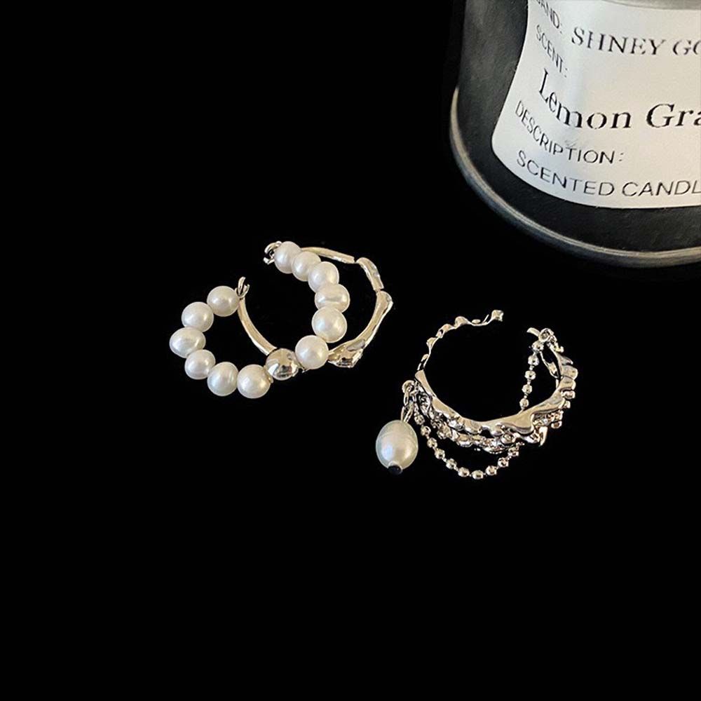 Nhẫn dạng mở đính ngọc trai nhân tạo phối dây xích thời trang sang trọng cho nữ