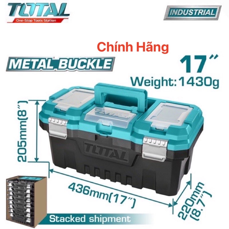 ĐỒ NGHỀ TOTAL Hộp nhựa đựng công cụ 17 inch khóa kim loại TPBX0172