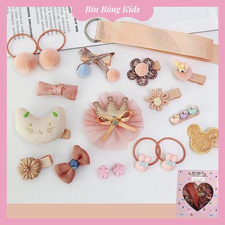 Kẹp tóc nơ cho bé gái phong cách hàn quốc hộp 18 cái siêu cute PK02