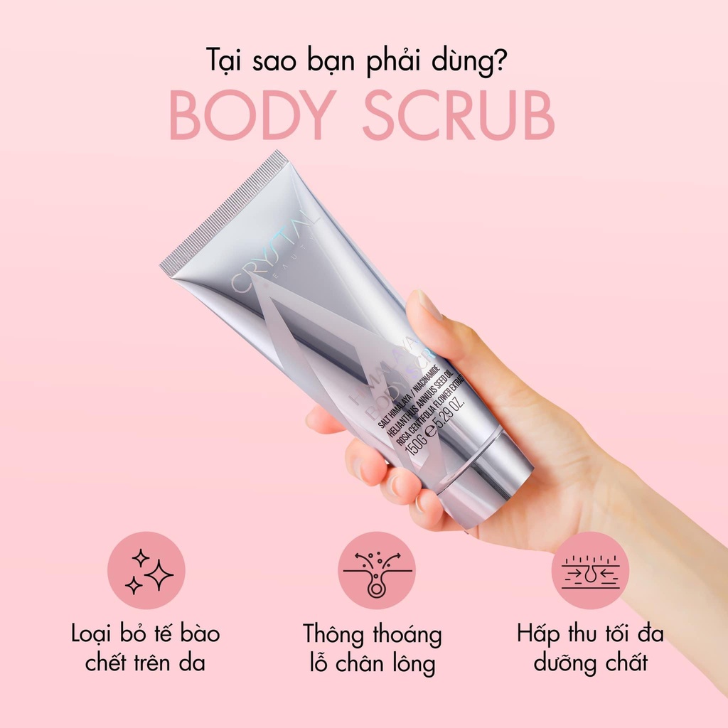 Tẩy tế bào chết body Crystal từ muối Hồng Himalaya giúp dưỡng dáng đẹp ra