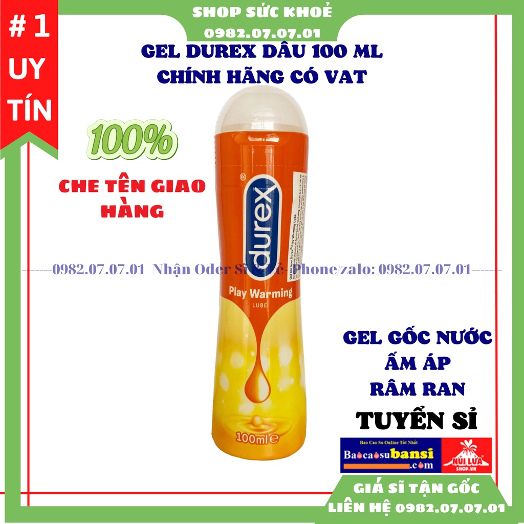 Gel bôi trơn Durex Play Warming 100 ml [Cam kết 100% chính hãng], ấm áp, trơn mướt thăng hoa với chất gel cao cấp
