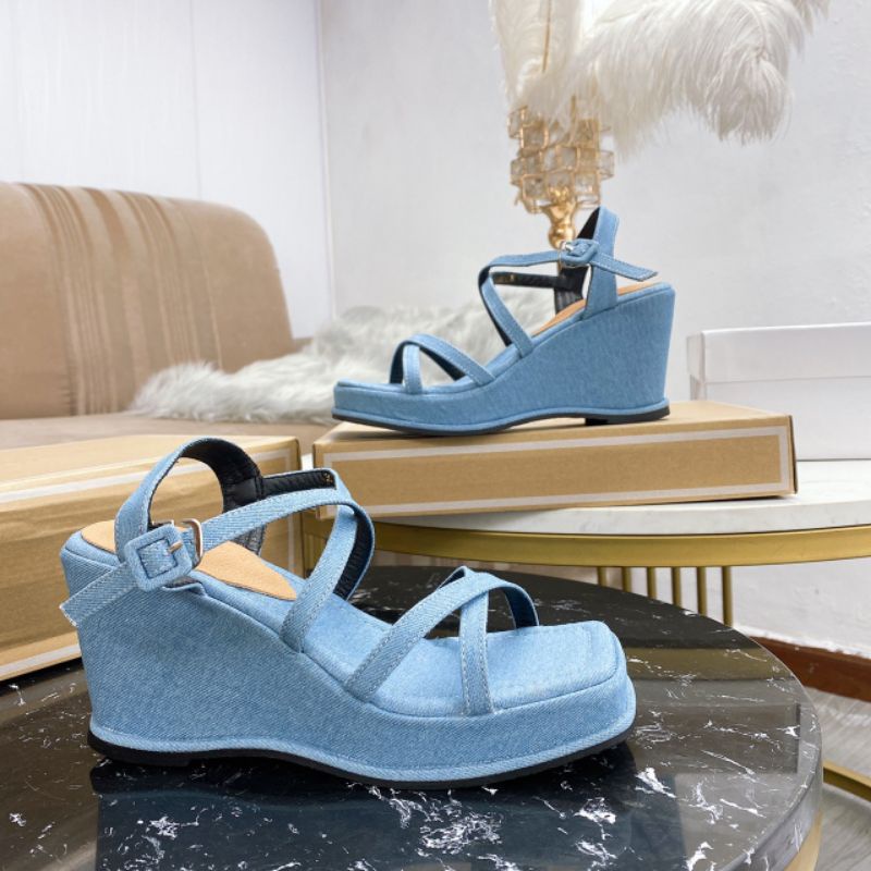Mt(ẢNH THẬT) Sandal Xuồng 7p Denim Quai Chéo Mềm Êm Fullbox Cao Cấp