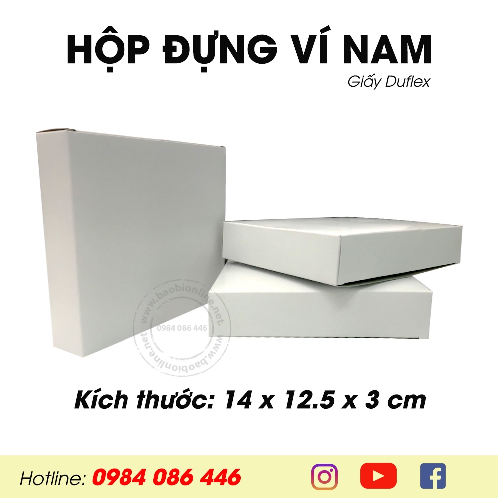 HỘP ĐỰNG VÍ NAM TRẮNG GIẤY DUPLEX KHÔNG IN CÓ SẴN