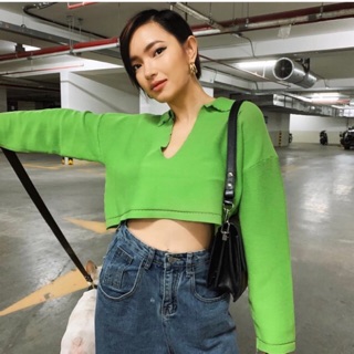 (order-k có sẵn) áo len croptop Châu Bùi