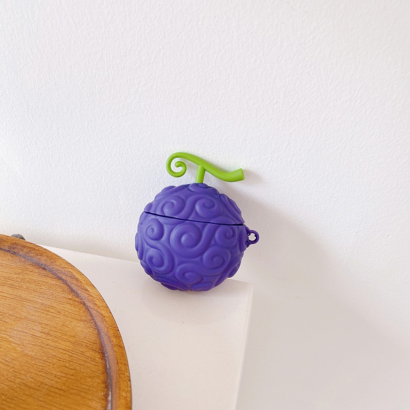 Vỏ Bảo Vệ Hộp Sạc Tai Nghe Airpods 1 2 Pro Bằng Silicon Mềm Chống Sốc Họa Tiết Trái Cây Quỷ 3D Retro Gắn Móc Khóa