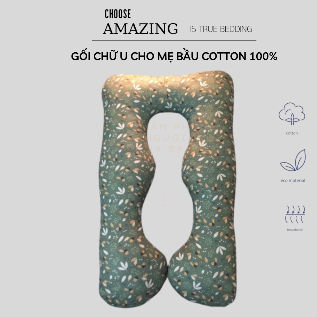 Gối cho bà bầu chữ U vải Cotton 100% mẫu mới nhất( kích thước 80-130cm)