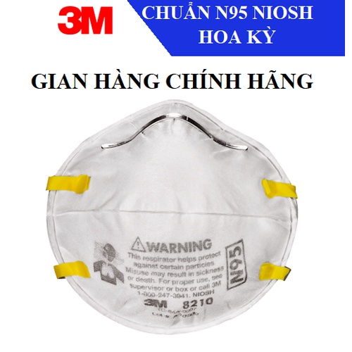 Khẩu trang 3M 8210 N95 NIOSH, dây đeo qua đầu, chống bụi mịn PM0.3