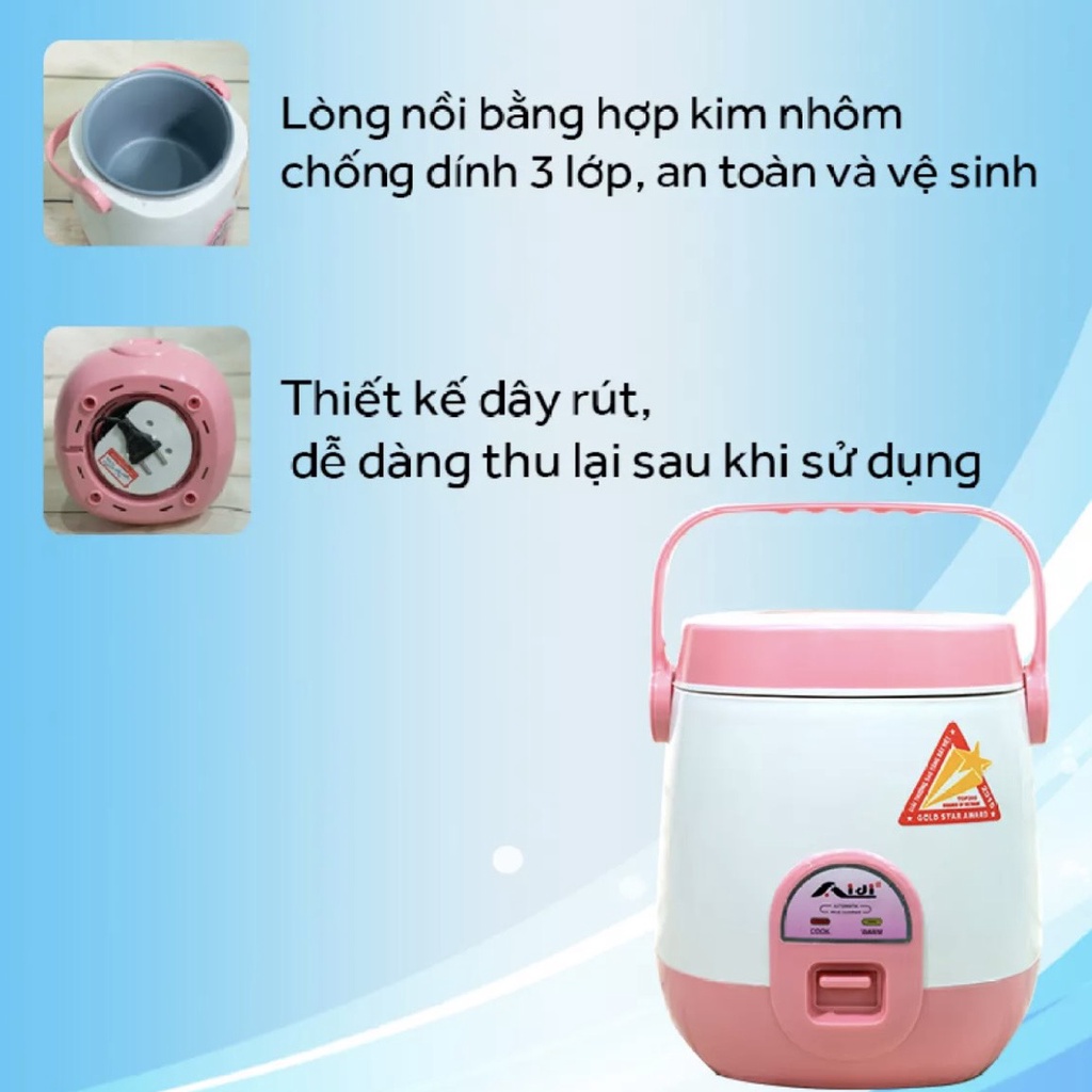 [Giá Hủy Diệt] (HÀNG CHÍNH HÃNG ) NỒI CƠM ĐIỆN AIDI MINI RICE CÔOKER (0.6L)-ảnh thật