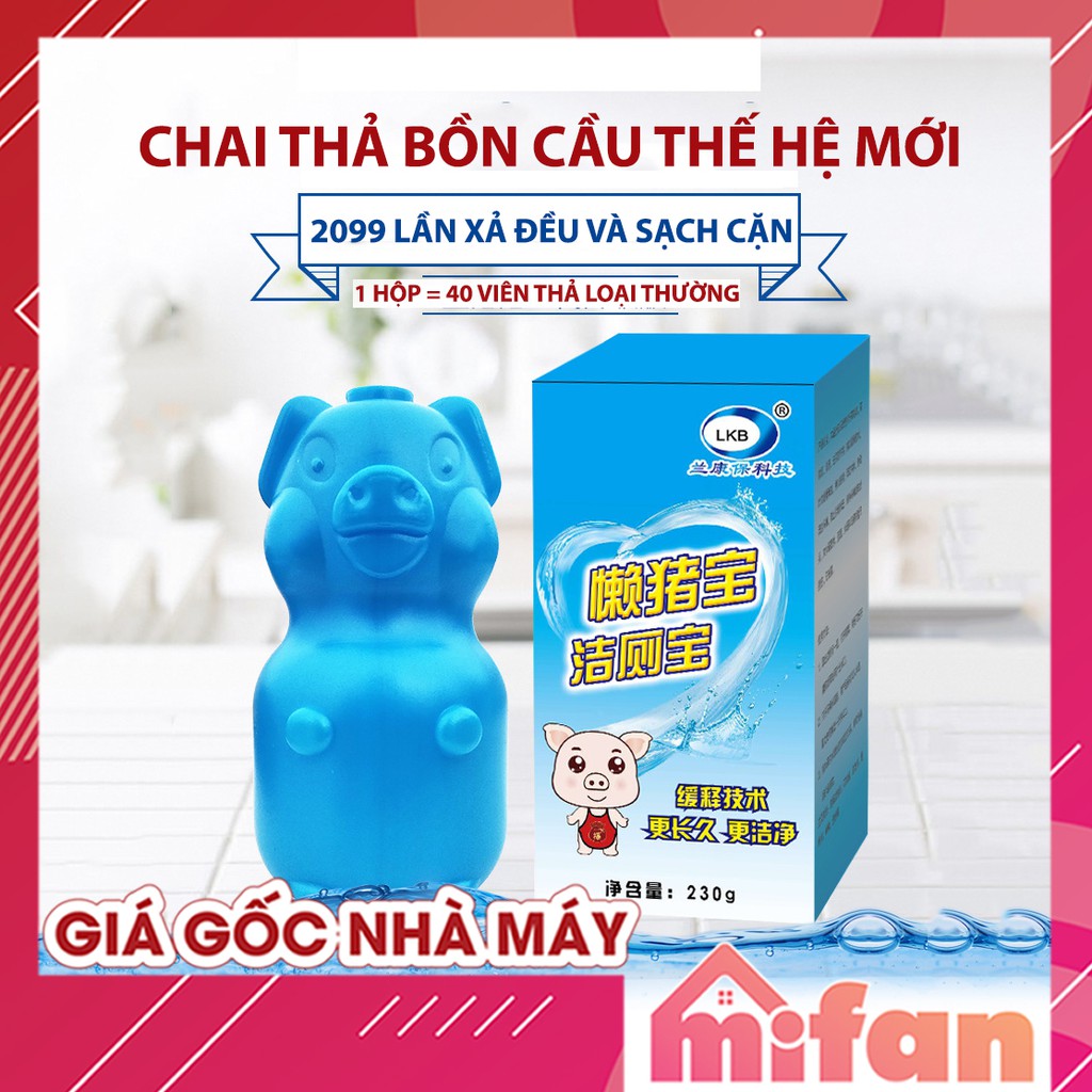 Chai Thả Bồn Cầu LKB 230gr Hình Con Heo - Tẩy Vệ Sinh Làm Sạch Diệt Khuẩn Khử Mùi Bồn Cầu - HÀNG CHÍNH HÃNG