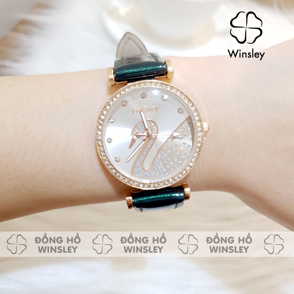 Đồng hồ nữ đeo tay chính hãng Gogoey đẹp dây da thiên nga thời trang giá rẻ chống nước