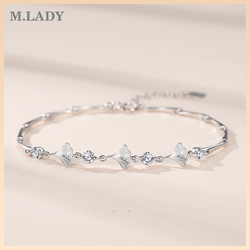 Lắc Tay Bạc Nữ - Lá Dẻ Quạt - Vòng Tay Bạc Sterling M.Lady Jewelry (MLJ)