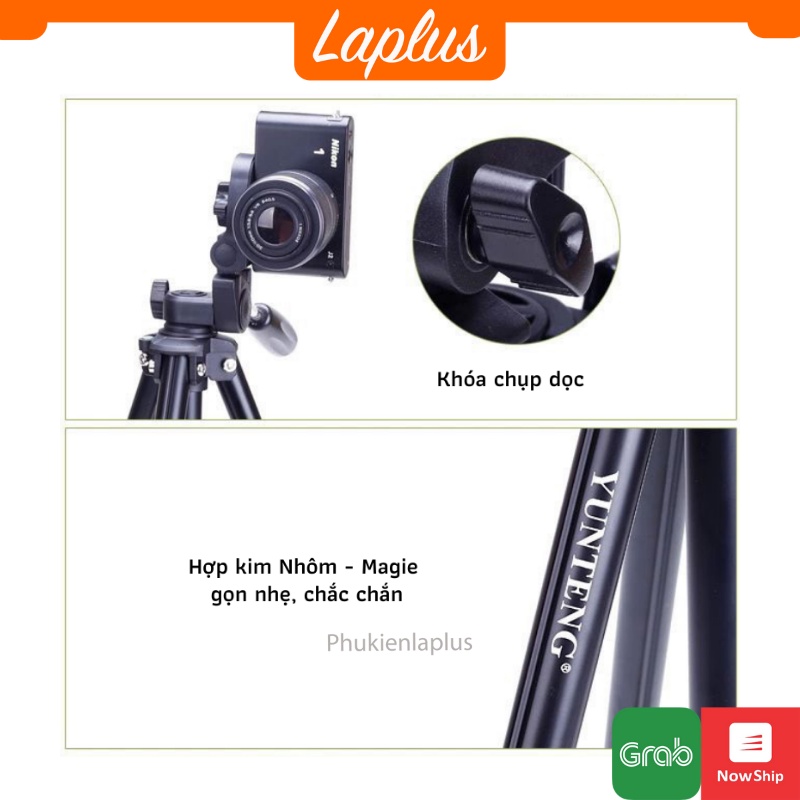 Chân máy ảnh, tripod Yunteng Model 680, khung nhôm cao cấp