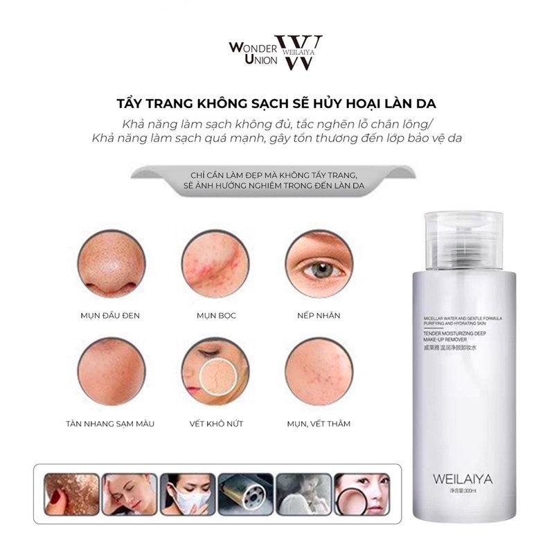 Nước Tẩy Trang 10s Weilaiya - Dưỡng Sạch Sâu Lành Tính -  Hàng Chính Hãng - Lunary Beauty