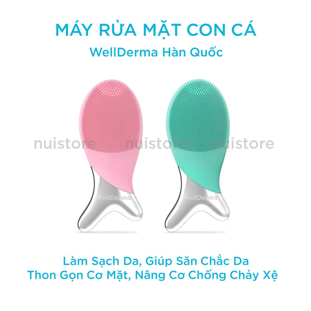 Máy rửa mặt con cá WellDerma Hàn Quốc, máy rửa mặt giúp nâng cơ chống chảy xệ