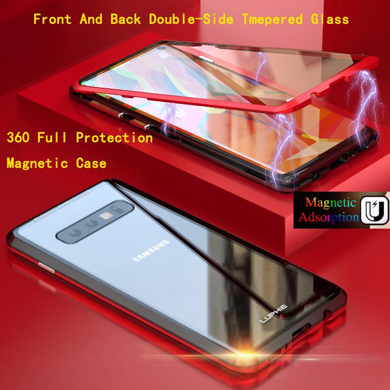 Ốp lưng nắp lật mặt kính cường lực có từ tính bảo vệ 360 độ cho điện thoại Samsung Galaxy S10 Plus S10E