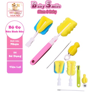 Bộ dụng cụ cọ rửa bình sữa đa năng.dụng cụ vệ sinh bình sữa,vệ sinh núm ti 360
