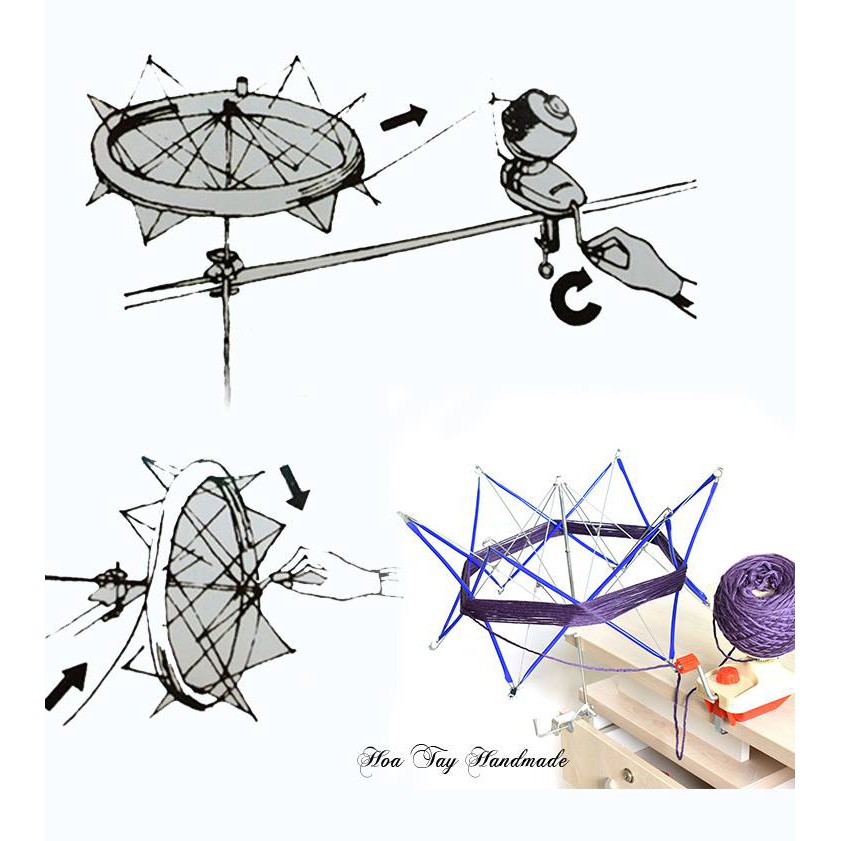 Combo Dù Quay Len - Máy Quay Len hỗ trợ quấn len sợi dạng búi và cuộn