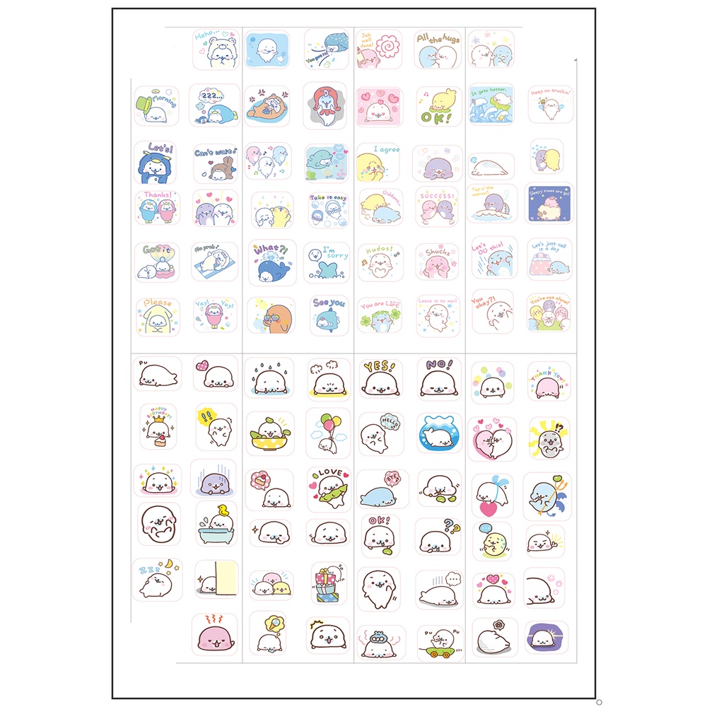 sticker hải cẩu mamegoma SI14 hình dán dễ thương trang trí dán sổ dán điện thoại 1 tờ 7*19,5cm bullet journal