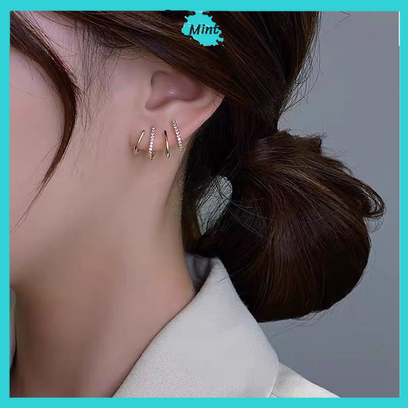 Bông Tai ❤️KHÔNG GÂY DỊ ỨNG❤️ Khuyên Tai Hình Răng Cưa Đính Đá Sang Chảnh Phong Cách Hàn Quốc