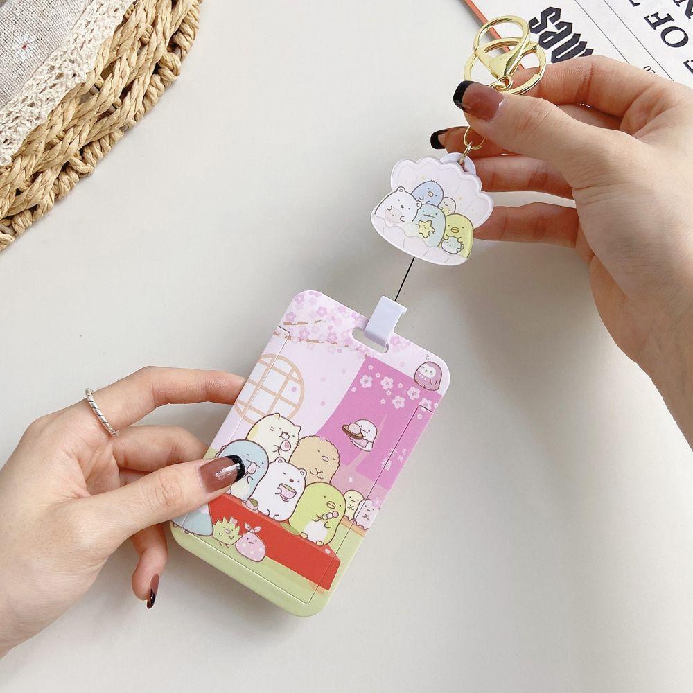 Ví Đựng Thẻ Có Móc Khóa Thu Gọn Được Hình Gấu Duffy/Mèo Hoạt Hình Cho Học Sinh