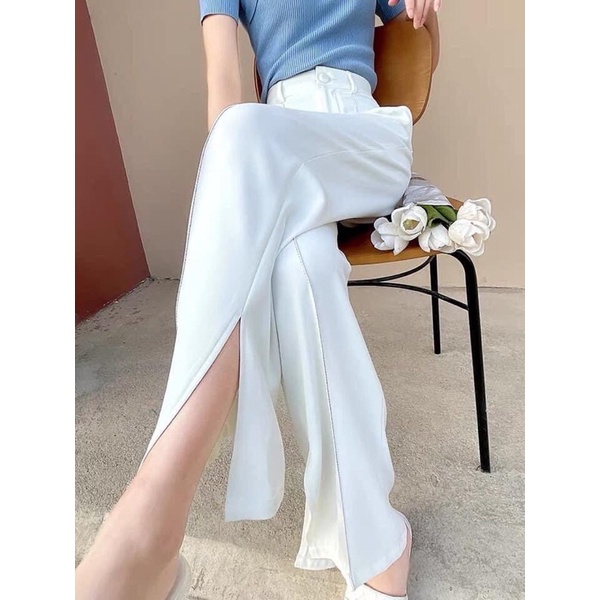 Quần suông ống rộng, quần cạp cao, quần xẻ gấu, hàng new QCCC
