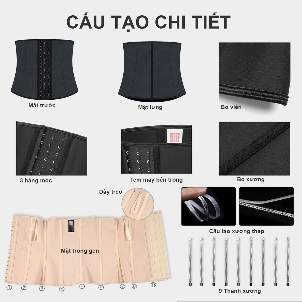 Đai nịt bụng LATEX Loại 1 Gen bụng cho phụ nữ sau sinh, người béo và tập thể thao Havana FPG02