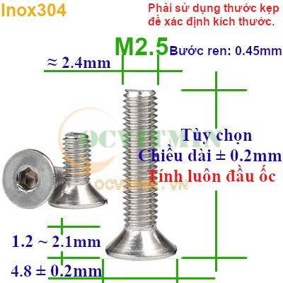 M2BI# - Ốc Lục Giác Đầu Bằng M2 M2.5 Inox 304 Hơi Hút Nam Châm