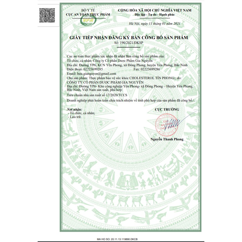 Hỗ trợ giảm mỡ máu - Hạ Cholesterol Tín Phong - hộp 30v từ lá sen, giảo cổ lam, hỗ trợ giảm cân, béo phì