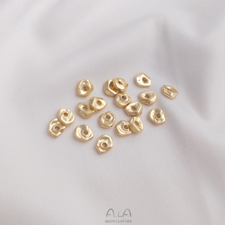 Bộ 10 Hạt Xâu Chuỗi 14K Màu Vàng Đồng Dùng Để Làm Trang Sức diy