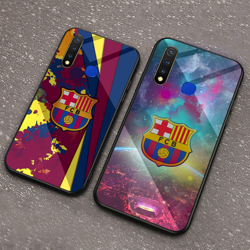 Ốp Điện Thoại Mặt Kính Cường Lực Hình Fcb Barcelona Cho Vivo Y55 Y55S Y67 Y69 Y71 Y79 Y81 Y81S Y30 Y50 V5 V7 Plus A44