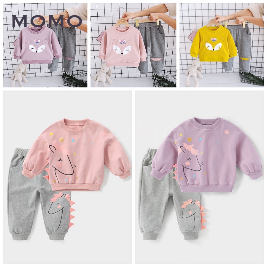 Set Áo Quần Sweater Họa Tiết Động Vật Đáng Yêu Thời Trang Cho Bé Gái 1-5 Tuổi