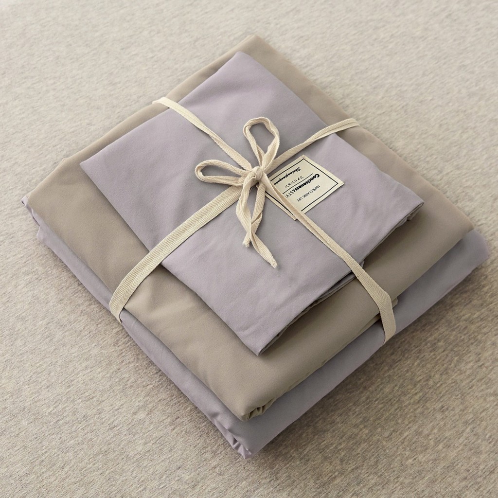 Set 4 món chăn ga gối màu tím khoai môn Cotton Tici cao cấp - Ảnh thật - Hàng xuất khẩu