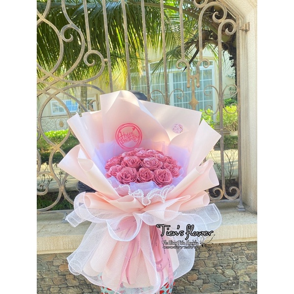 Bó hoa nhũ kim tuyến 20 bông dáng dài