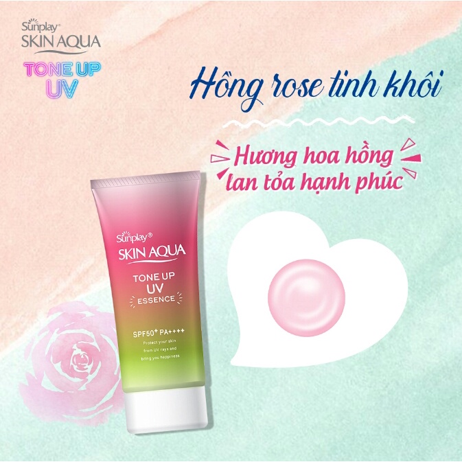 Tinh Chất Chống Nắng Sunplay Skin Aqua Tone Up UV Essence Happiness Aura Rose SPF50+ PA++++ 50g