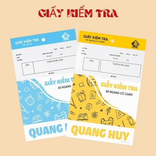 1 TẬP GIẤY KIỂM TRA KẺ NGANG QUANG HUY  - GIẤY KIỂM TRA CẤP 2 CẤP 3 KHÔNG NHÒE