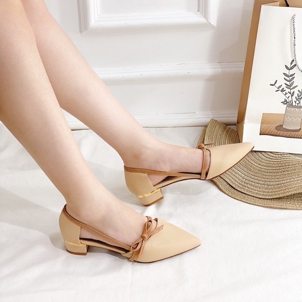 Giày cao gót nữ GÓT XINH G10 da mờ đế vuông cao 3cm