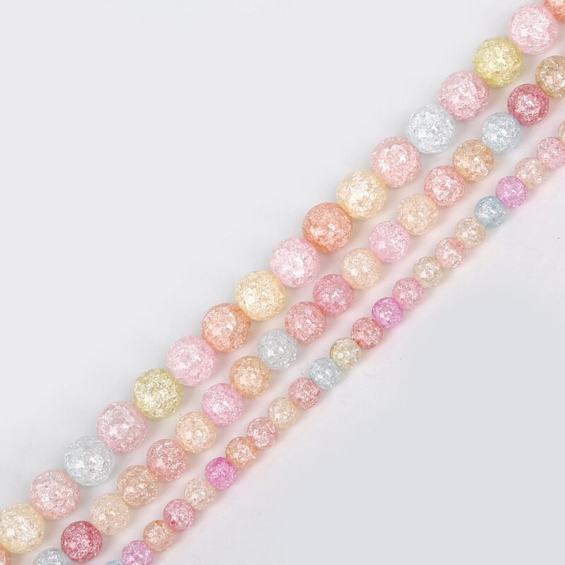 Chuỗi hạt tròn đá thạch anh tự nhiên họa tiết vết nứt trắng 6 8 10mm dùng vòng tay thủ công