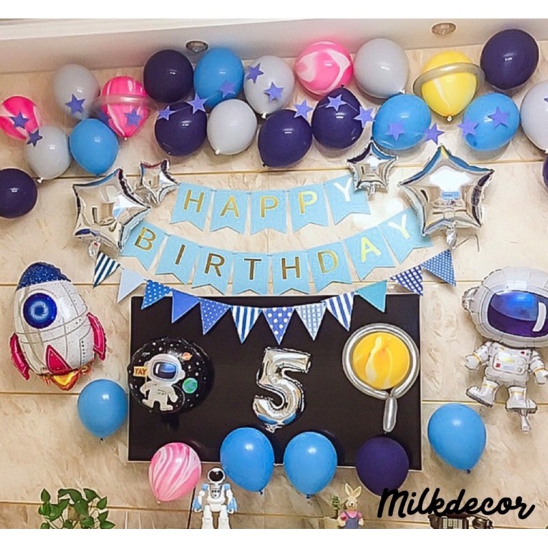 Set Bóng Bay Trang Trí Sinh Nhật Cho Bé Trai PK04 - Tông Xanh Dương