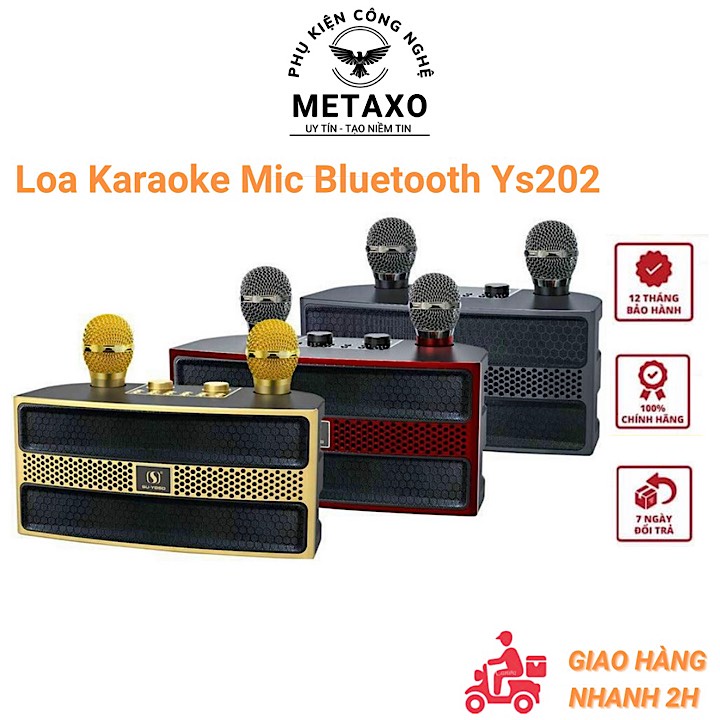 Loa Karaoke Bluetooth YS 202 Kèm 2 Micro Không Dây, Âm Thanh Siêu Hay