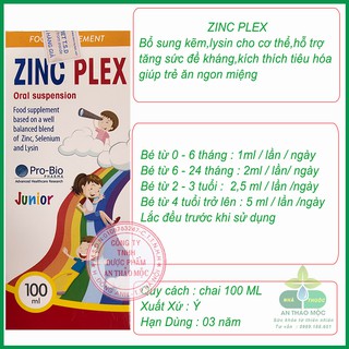 Zinc Plex.Bổ Sung Kẽm  Và Các Vitamin Khoáng Chất Giúp Tăng Sức Đề Kháng Miễn Dịch Cho Bé