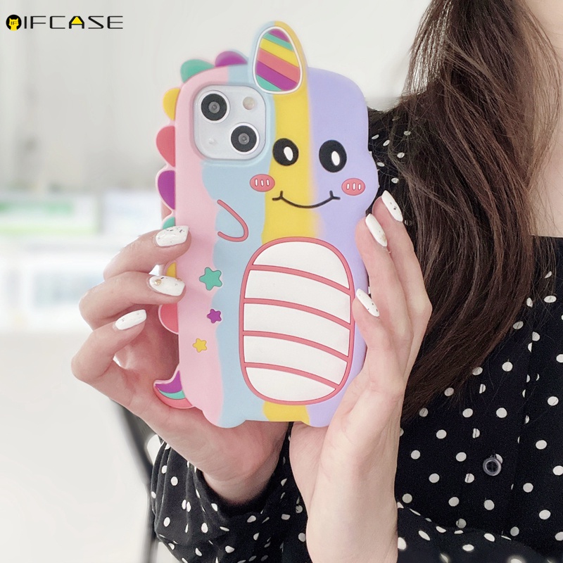 Ốp Điện Thoại Silicon Họa Tiết Khủng Long 3D Cho iPhone 13 12 11 Pro Max XS Max XR X 7 8 Plus
