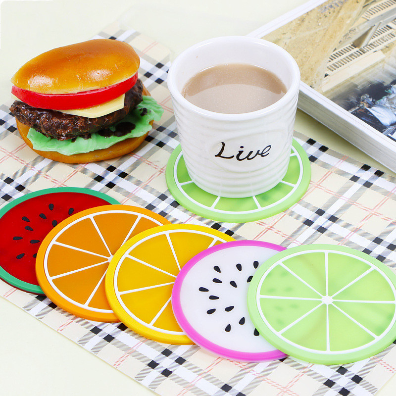 Đế Lót Ly silicone Hình Trái Cây Nhiều Màu Chống Trượt