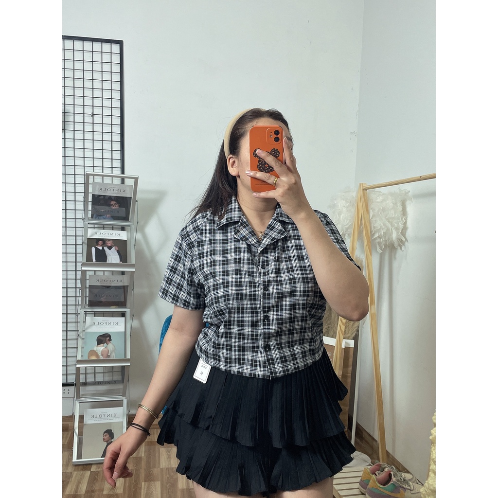 Áo Sơ Mi Nữ Bigsize(60kg đến 95kg),Áo sơ mi kiểu sọc caro kẻ nữ Chất Liệu Kate Lụa mã AK1