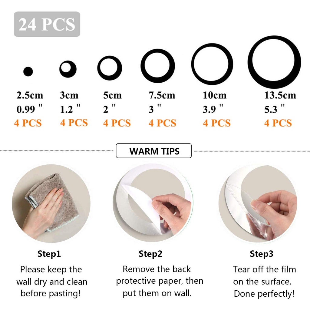 1 Set 24 Miếng Dán Tường Tráng Gương Hình Tròn Trang Trí Nhà Cửa DIY