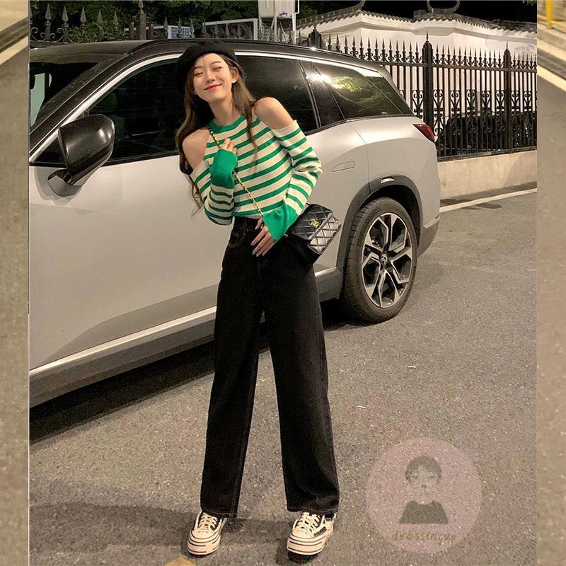 Áo Thun Dài Tay Cổ Tròn Họa Tiết Sọc Ngang Thời Trang Dành Cho Nữ