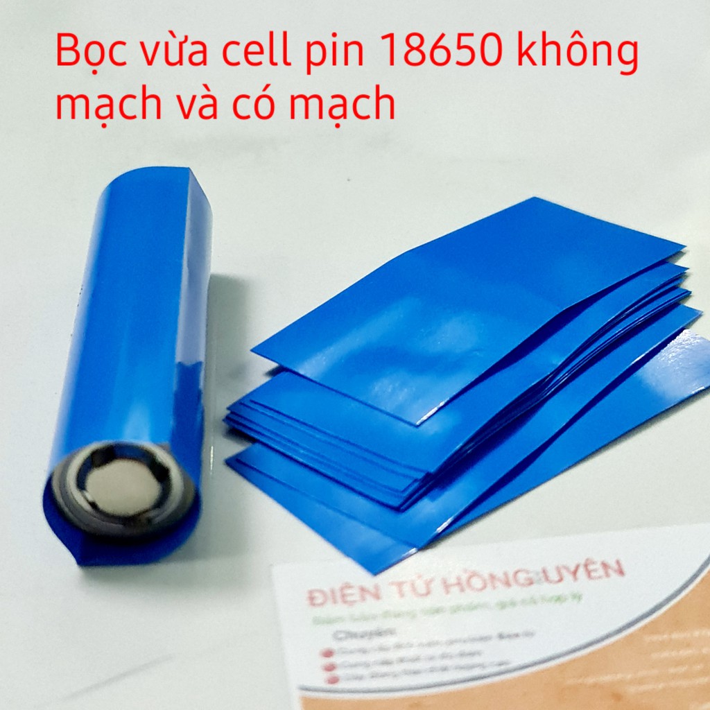 Combo 10 màng co nhiệt 1 pin (Cell pin 18650). Màng co nhiệt 30mm x 72mm. Bọc được 1 cell pin có mạch và không mạch