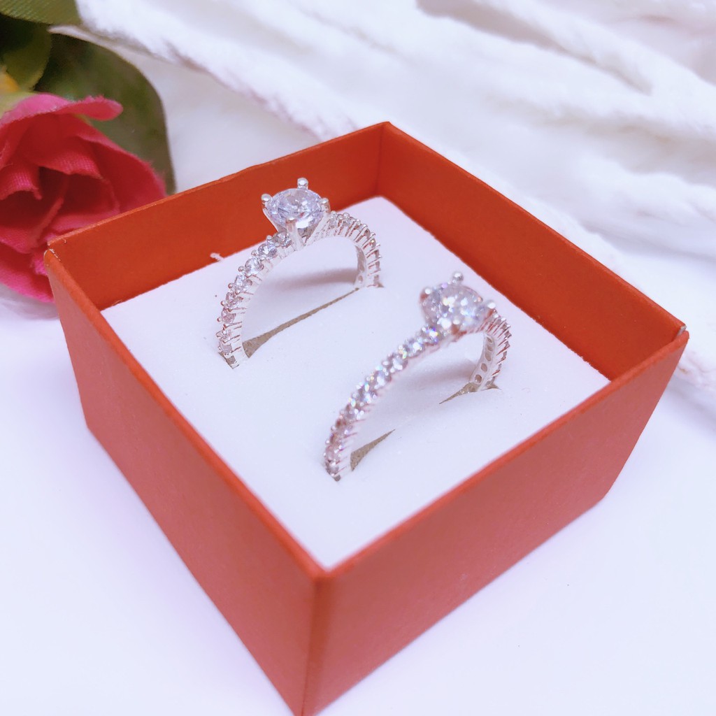 NHẪN NỮ BẠC TA - NHẪN HÀNG ĐÁ ĐƯỜNG KÍNH 1,7CM [Bạc Thật 100%]