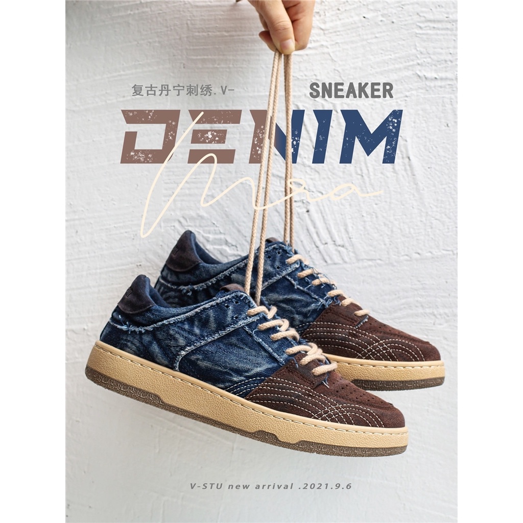 Giày Thể Thao Denim Thêu Họa Tiết Phong Cách Mới Thời Trang Mùa Xuân Cho Nam 2022